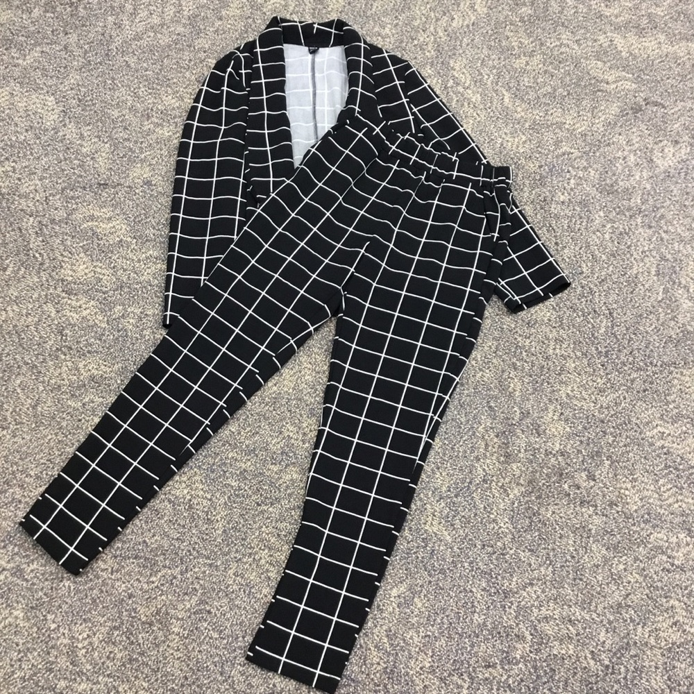 SHEIN Black and White Elegant Pantsuit